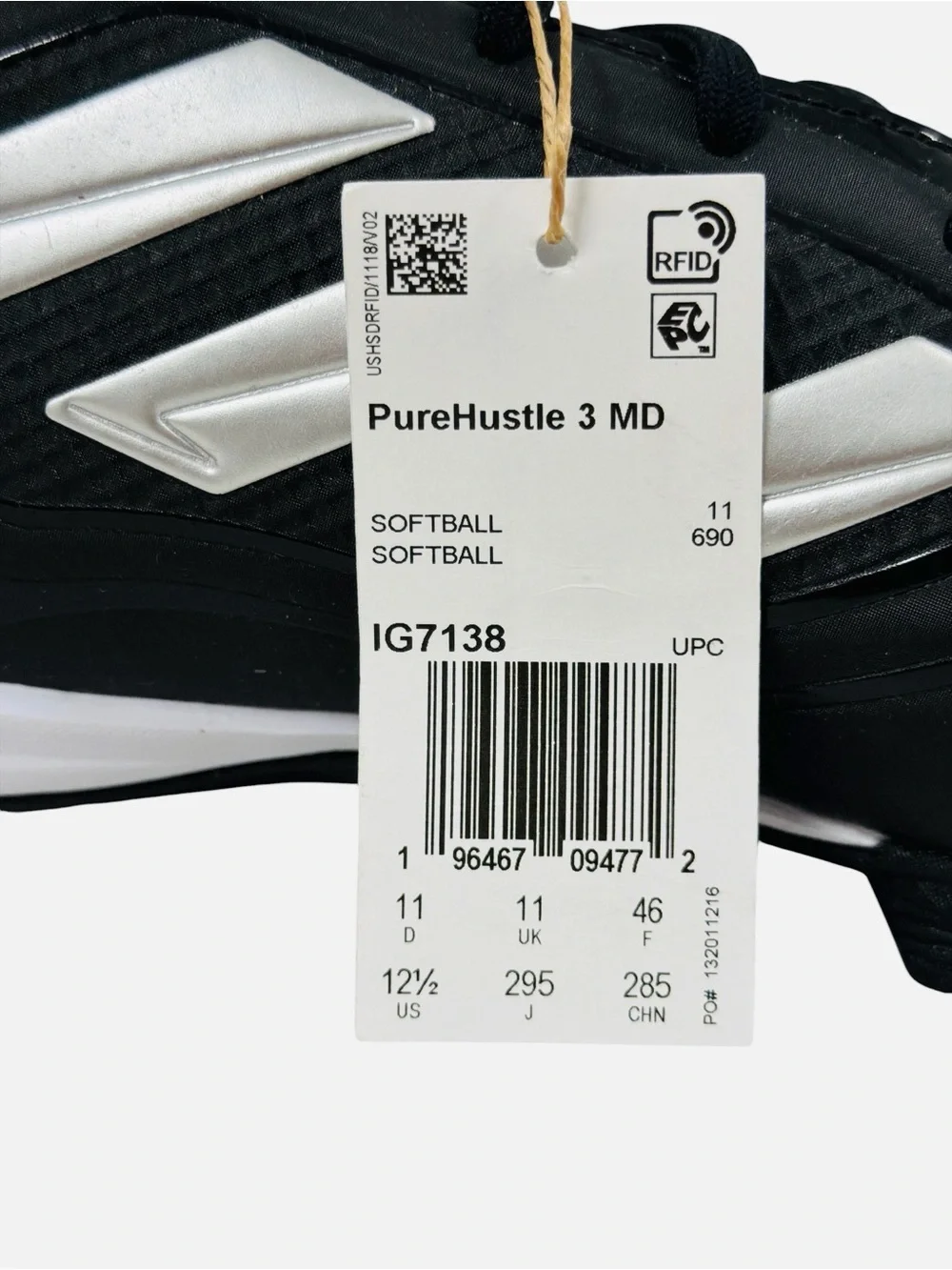 Adidas Women's Purehustle 3 Mid Sneaker, Softball Cleats Black/Silver Size 12.5